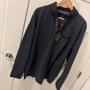 NWT Visconti Black Dark Gray Long Sleeve Polo Shirt XL